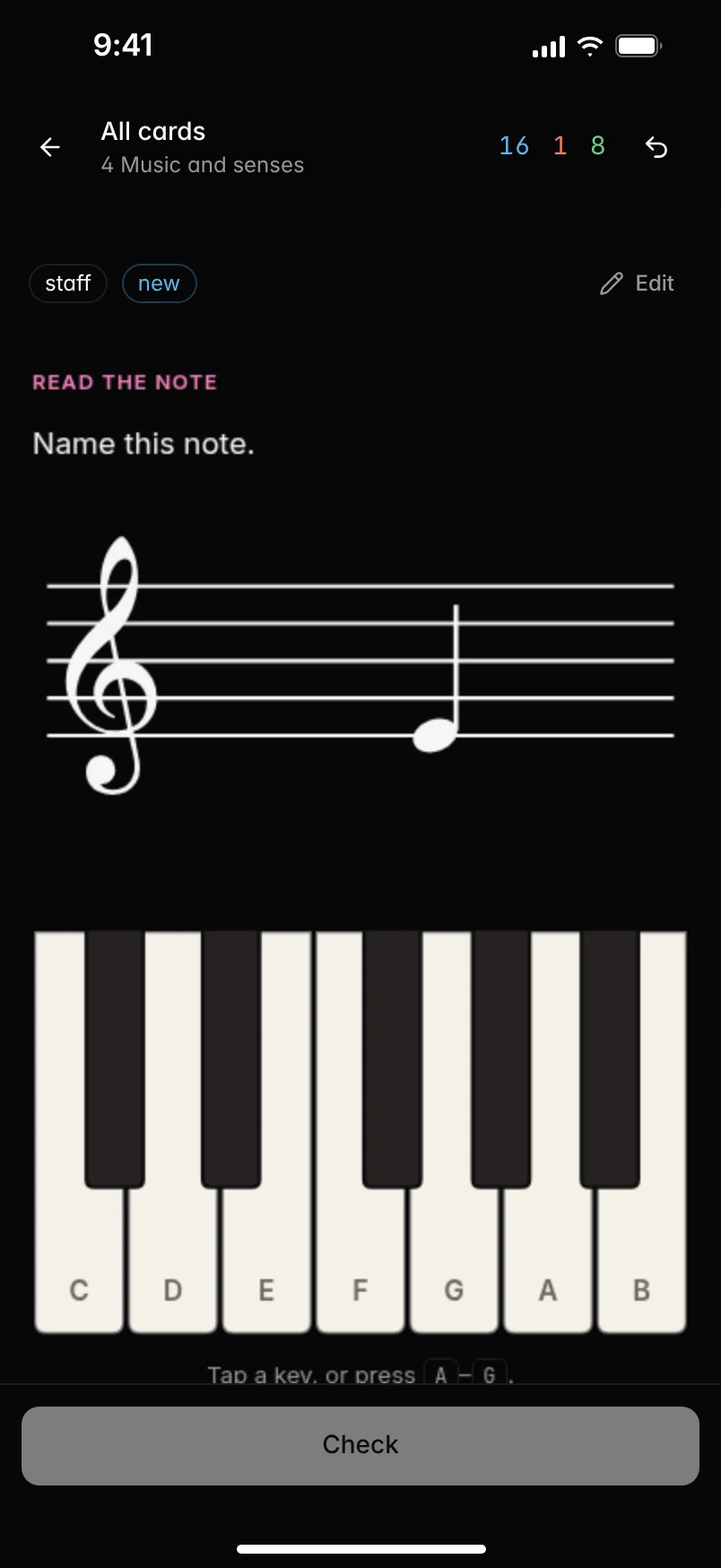 A note-reading card on a phone